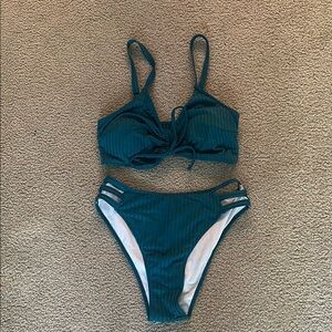 SHEIN Blue Bikini Set with Athletic-Inspired Design